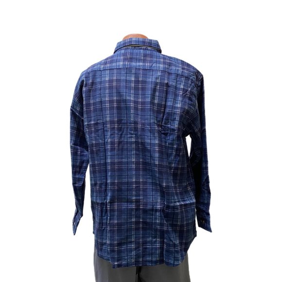 Basic Editions Blue Plaid Button Down Shirt, Large, New - Picture 2 of 6